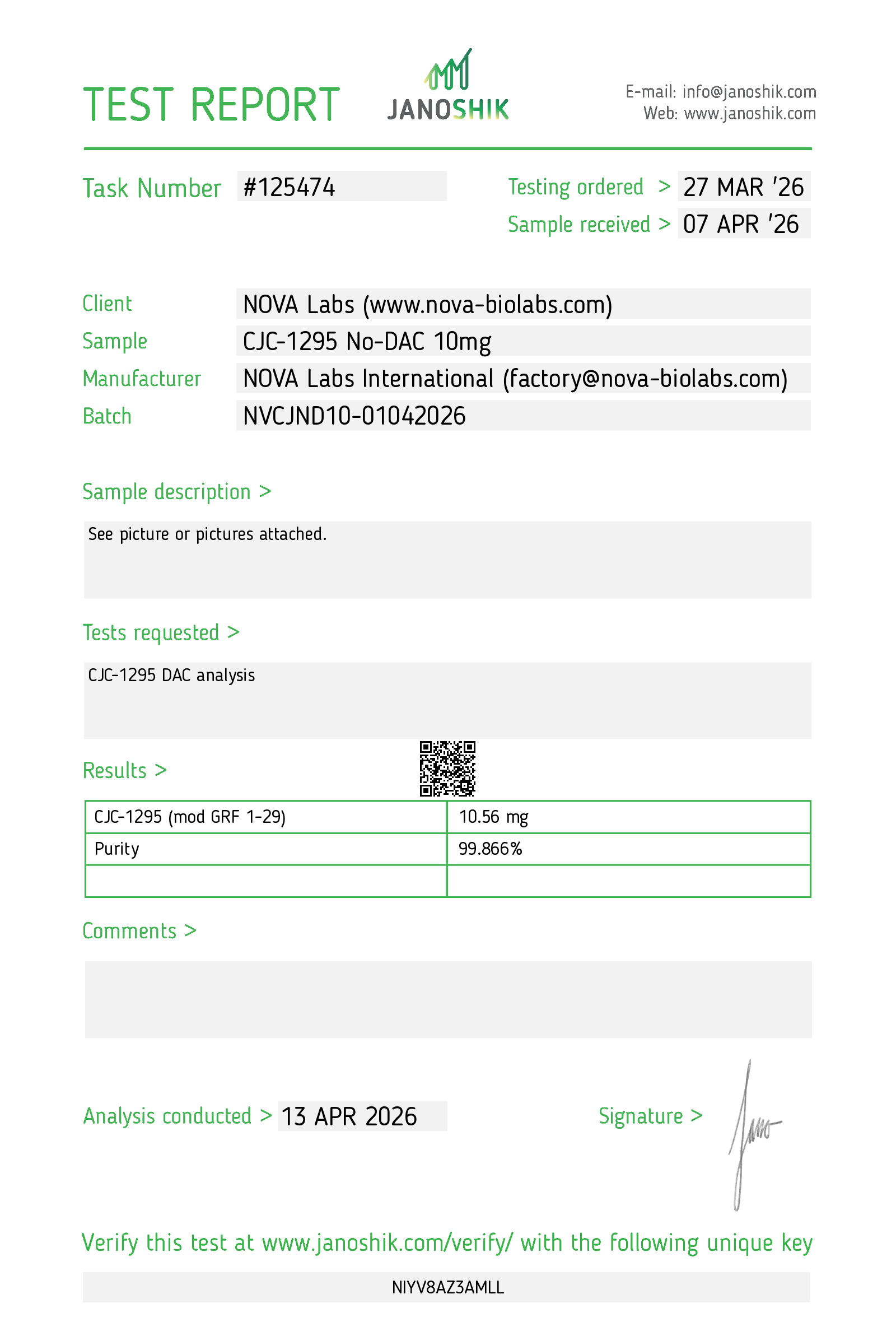 Certificate of Analysis