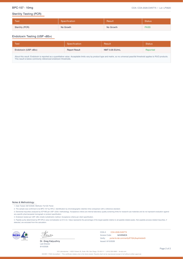 Endotoxin — BPC-157