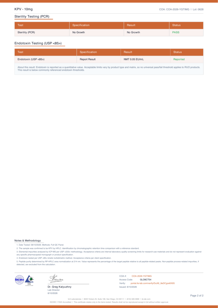 Endotoxin — KPV Nasal Spray