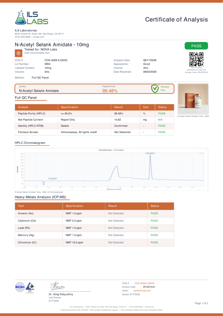 Purity & Identity — NA-Selank Nasal Spray