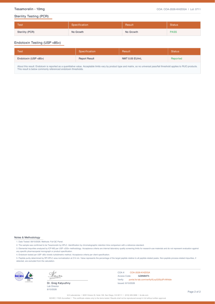 Endotoxin — Tesamorelin Pen